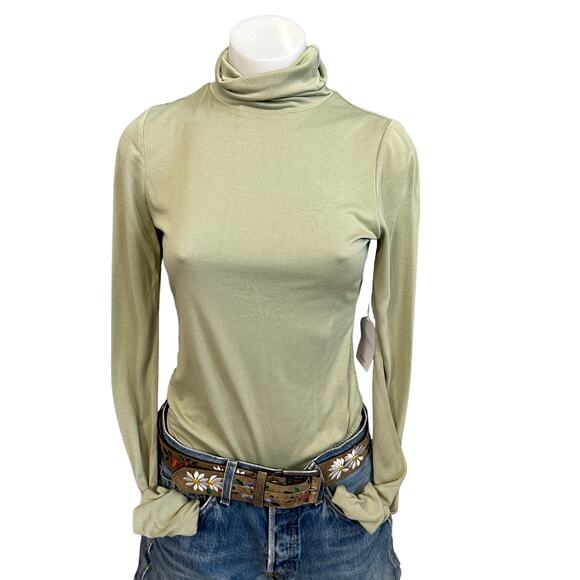 Revolve Green Mockneck Top SMALL Bodycon Backless Bodysuit Song Style $168 NEW - Picture 4 of 8